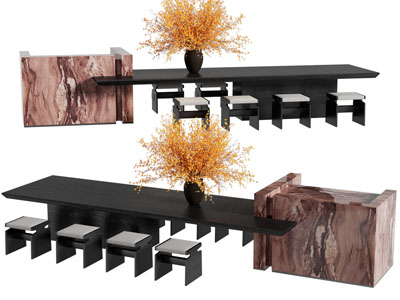 侘寂风餐桌凳子组合