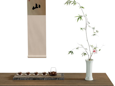 新中式书法字画 茶具杯子