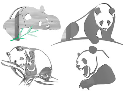 现代熊猫剪影 贴画墙饰
