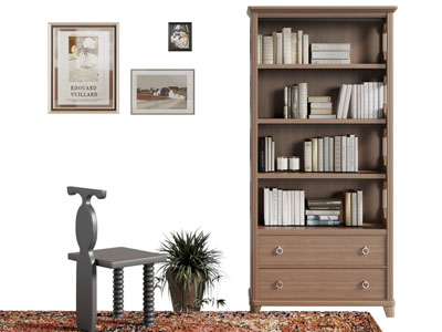 美式书柜、休闲椅子