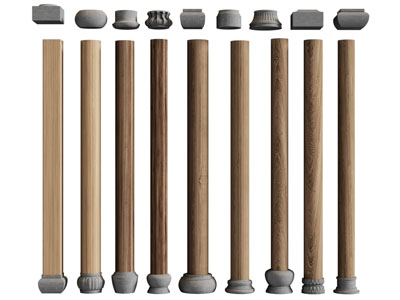 新中式实木柱子3d模型 新中式实木柱子