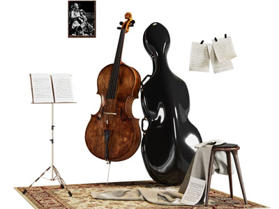 现代大提琴、谱架