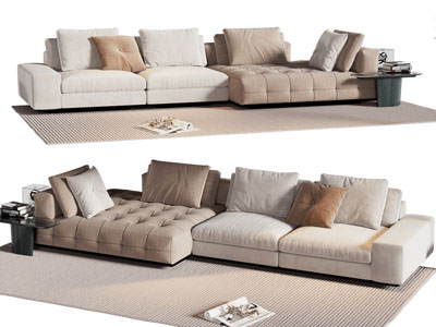 现代布艺多人沙发