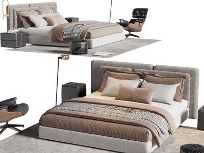 现代布艺双人床