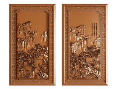 新中式山水浮雕 装饰挂画3d模型 新中式山水浮雕 装饰挂画