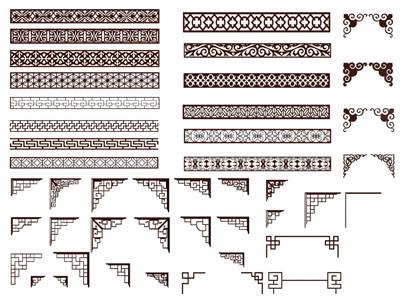 新中式雕花 窗花 花格 镂花窗 线条 装饰构件