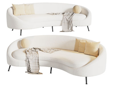 现代弧形多人沙发