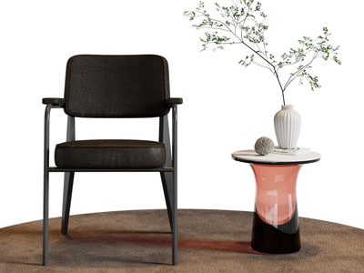 现代休闲椅子、边几