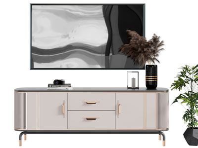 现代轻奢电视柜 电视机