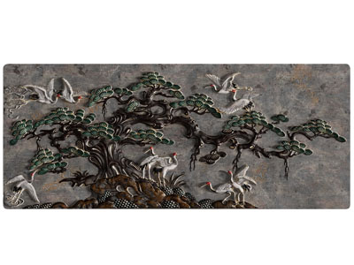 新中式松鹤图浮雕、装饰挂画3d模型 新中式松鹤图浮雕、装饰挂画