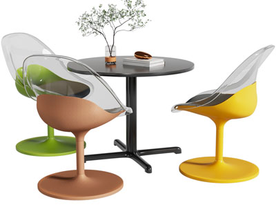 现代圆形休闲桌椅组合