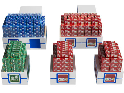 现代牛奶地堆 展台