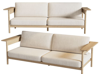 北欧实木双人沙发3d模型 北欧实木双人沙发