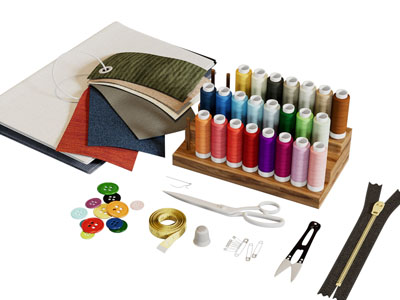 现代针线 剪刀 布料缝纫工具套件