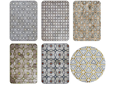 现代几何图案的圆形 长方形地毯3d模型 现代几何图案的圆形 长方形地毯