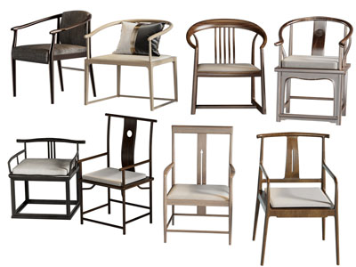 新中式实木扶手椅子、休闲椅子