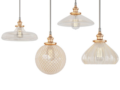 现代轻奢夹丝玻璃灯罩吊灯