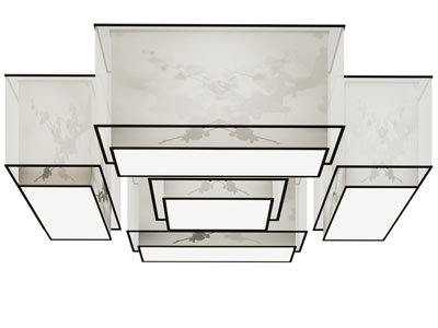 新中式拼接长方体吸顶灯3d模型 新中式拼接长方体吸顶灯