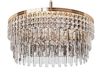 现代轻奢圆形水晶吊坠吊灯