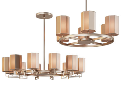 新中式多头多边形灯罩吊灯