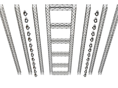 现代舞台灯 灯光架 钢架 桁架 射灯
