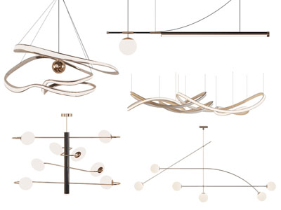 现代金属线条装饰的吊灯