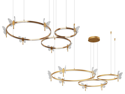 现代轻奢圆形装饰蜻蜓的吊灯