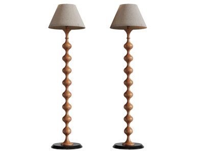 侘寂风实木串珠灯柱落地灯