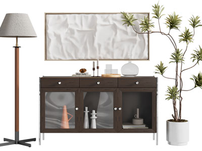 现代玄关柜、边柜、落地灯