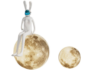 现代雕塑兔子月球灯