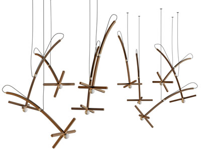 侘寂风实木交叉造的吊灯