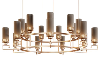 新中式柱形灯罩圆形吊灯