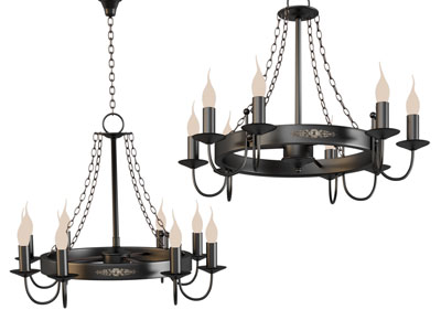 工业风loft圆形烛台吊灯