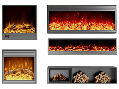 现代燃烧火苗的壁炉火炉