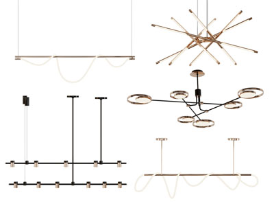 现代组合钢管吊灯