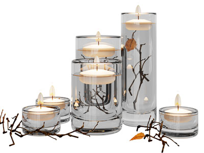 现代玻璃烛台摆件组合