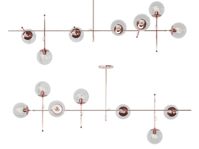 现代轻奢金属线条装饰球灯罩吊灯