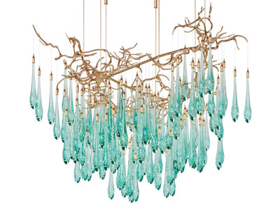 现代轻奢树枝灯架水晶吊坠吊灯