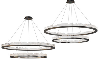 新中式圆形水晶装饰的双层吊灯