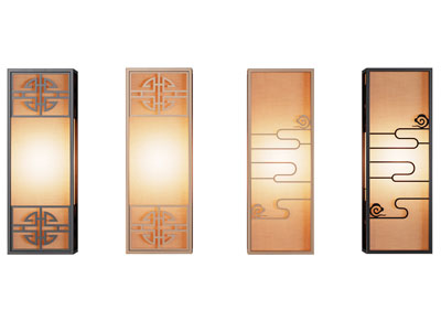 新中式祥云图案长方形灯罩壁灯