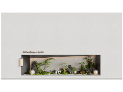 侘寂风景观小品背景墙3d模型 侘寂风景观小品背景墙