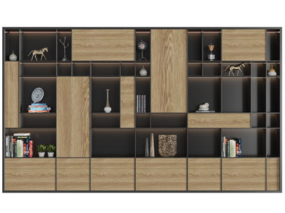 现代拼接实木柜门的装饰柜