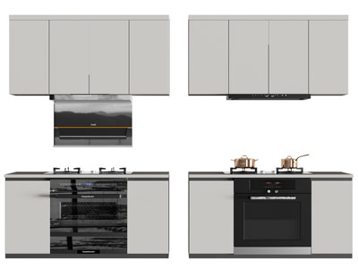 现代嵌入抽油烟机、集成灶橱柜