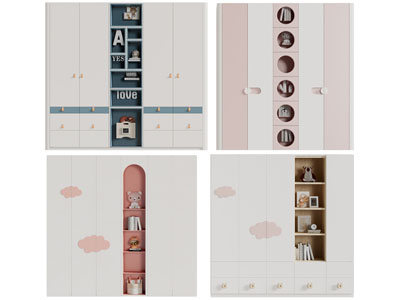 现代儿童装饰衣柜3d模型 现代儿童装饰衣柜