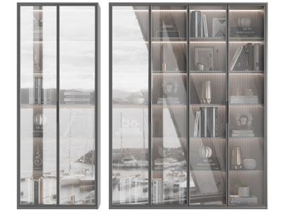 现代玻璃柜门的装饰柜