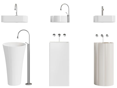 现代立式洗手盆、洗手台