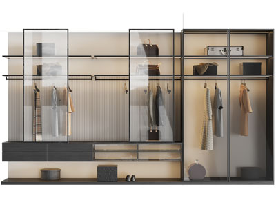 现代开放式衣柜3d模型 现代开放式衣柜