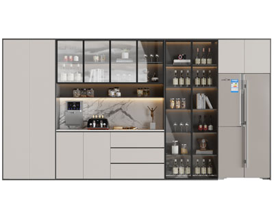 现代嵌入冰箱的酒柜