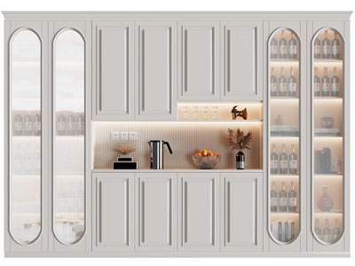 法式玻璃柜门的酒柜