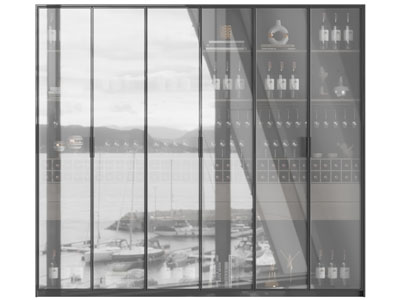 现代玻璃柜门的酒柜